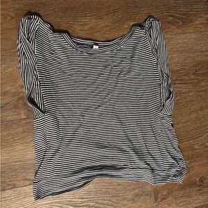 Blue and White Striped Women's knit Tee